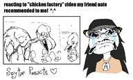 'o bird chicken_factory_('o) clothes crying glasses hair hat heart necklace scared soy soylent variant:soytan white_background // 1257x750 // 51.7KB