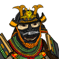 armor asian closed_mouth helmet mustache samurai smile subvariant:feralgook transparent_background variant:feraljak variant:impish_soyak_ears warrior // 1500x1500 // 1.3MB