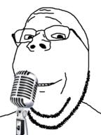 glasses microphone smile smug soyjak stubble subvariant:wholesome_soyjak variant:gapejak // 600x800 // 89.2KB