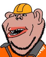 brown_skin clothes ear hammer hard_hat hat home_depot open_mouth orange_shirt saw soyjak stubble subvariant:impish_amerimutt variant:impish_soyak_ears // 598x737 // 32.2KB
