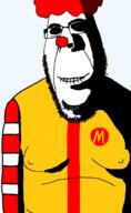 afro clothes clown glasses mcdonalds red_nose ronald_mcdonald soyjak stubble subvariant:hornyson variant:cobson // 948x1547 // 42.6KB