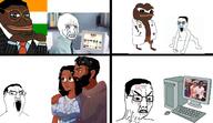 4chan angry bloodshot_eyes chad computer doctor frog gaping_mouth india indian pajeet pepe racemixing trad_wife variant:chudjak wojak // 2600x1500 // 2.0MB