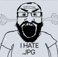 angry arm beard clothes fume glasses hair i_hate jpeg open_mouth soyjak subvariant:science_lover text transparent tshirt variant:markiplier_soyjak // 707x701 // 149.5KB