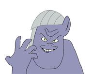 animal arm ear evil eyes full_head green_eyes hand head limestone_pie mane mouth my_little_pony nose open_mouth pony purple_skin smile syndrome_(the_incredibles) teeth the_incredibles variant:syndromejak white_hair white_teeth // 1048x833 // 142.4KB