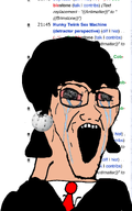 black_hair clothes cobblestone cobblestone_(user) crying cutebooru_(user) glasses meta:not_oc meta:op_took_a_selfie_of_xerself mouth_open soyjak_wiki stretched_mouth tuxedo variant:cryboy_soyjak variant:soyak white_skin woman // 1170x1871 // 509.8KB