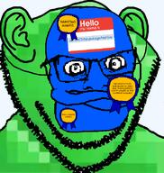 arms_crossed award blue_skin ear emerald emerald_(namefag) glasses green_skin hello_my_name_is_(sticker) jimbo_(namefag) jimboclittyleakagearchive_(namefag) mask meta:namefags samefag stubble subvariant:condiment variant:feraljak variant:impish_soyak_ears // 598x631 // 161.5KB