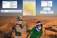 2soyjaks amerimutt arm balaclava blood bloodshot_eyes brown_skin buff bulletproof_vest closed_mouth clothes country crying cyrillic_text dead desert fist flag glasses goggles gynaecomastia hand handwatch helmet irl_background lipstick map military military_cap military_uniform muscles mustache open_mouth punch russia smile smirk smug syria text tongue united_states variant:bernd variant:chudjak wagner_group war wikipedia yellow_teeth // 3888x2592 // 1.0MB