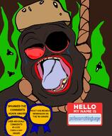 hamburger hanging hello_my_name_is_(sticker) liquify_tool namefags professornothingburger_(user) red_eyes shitskin tongue variant:alicia // 888x1080 // 500.8KB