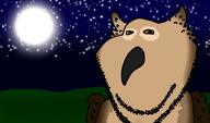 animal artist:crimsonvoidhydra1488 beak beard bird grass looking_at_you moon night night_owl orange_sclera owl soyjak variant:impish_soyak_ears wing // 1920x1128 // 645.9KB