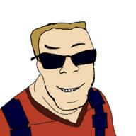 closed_mouth clothes duke_nukem glasses hair smile soyjak variant:feraljak video_game yellow_hair // 750x750 // 47.8KB