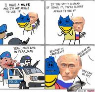 amerimutt animal comic country ear european_union flag hohol monkey_putin nuclear pig police russia russo_ukrainian_war smile soyjak stubble text ukraine united_states variant:impish_soyak_ears vladimir_putin // 643x618 // 450.3KB