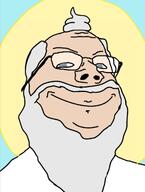 balding beard closed_mouth clothes glasses god grey_beard grey_hair halo smile soyjak variant:gapejak // 920x1220 // 187.1KB
