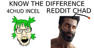 4chan 4chud angry anime antenna gigachad glasses green_hair hair incel open_mouth reddit soyjak stubble text variant:feraljak white_skin yellow_teeth yotsoyba // 1845x938 // 491.0KB