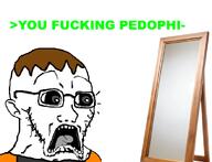 arrow booru brown_hair dan ear glasses greentext mirror nose open_mouth pedophile project projecting projection quote soybooru subvariant:doctos teeth tongue variant:soyak // 1374x1053 // 172.8KB