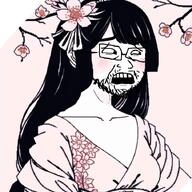 beard cherry_blossom concerned female flower glasses japan meta:not_oc open_mouth plant scared sisa soyjak variant:soyak variant:wojak wojak woman // 720x720 // 61.3KB