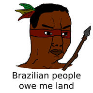 angry brown_skin closed_mouth country face_paint feather native_american soyjak spear text variant:chudjak // 800x800 // 223.7KB