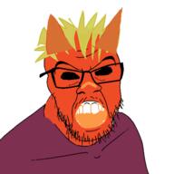 glasses horn jackbox meta:tagme oni open_mouth scar soyjak stubble tee_ko teeth variant:feraljak // 500x500 // 60.5KB