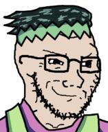 anime clothes glasses hair jojos_bizarre_adventure kishibe_rohan smile smug soyjak stubble variant:soyak white_skin // 706x861 // 27.6KB