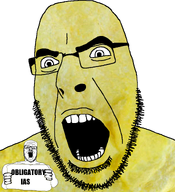 anti_cobson awful_soy bald brimstone coalson glasses open_mouth partially_nas sign soyjak stubble thick_eyebrows variant:a24_slowburn_soyjak variant:cobson white_background white_skin // 721x789 // 381.2KB