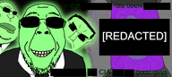 4soyjaks alien antenna arena_51 award badge black_jacket body capsule censor_bar censored censorship central_intelligence_agency clothes english_text fed federal_bureau_of_investigation glasses glowing green_skin greentext grin hair hello_my_name_is_(sticker) lab magnifying_glass meta:namefags name_tag necktie redacted smile stink_lines subvariant:pol_face suit suit_and_tie sunglasses tentacle text transparent_background trend:glowie variant:bernd variant:chudjak variant:meximutt white_shirt zuptik_(namefag) // 2001x900 // 711.2KB