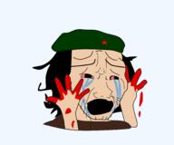 arm blood bloodshot_eyes che_guevara communism crying cuba hand hands_up military_beret open_mouth redraw soyjak stubble variant:cryboy_soyjak white_skin // 3000x2500 // 508.2KB
