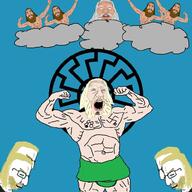 1488 aryan beard cloud crying glasses god jimmy_davis multiple_soyjaks muscles sonnenrad soyjak swastika variant:chudjak variant:cobson // 1000x1000 // 95.4KB