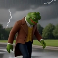 amphibian dialogue frog he_is_uncamny_cuz_xhis_eyes_doesnt_close meta:ai_generated mouth nas:pepe pepe_the_frog pixverse_ai rain walking