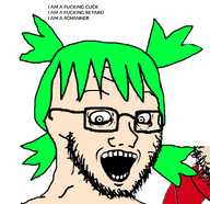 4chan 4cuck anime glasses hair open_mouth stubble stupid subvariant:soyak_(crazed) text variant:soyak white_background white_skin yotsoyba // 909x880 // 123.6KB