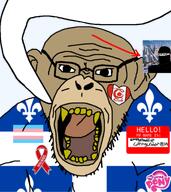 2soyjaks aids angry animal brony canada chimpanzee chimperator clothes ear faggot flag flag:quebec flag:transgender_pride_flag glasses gringoslayer1488_(namefag) hyperborea imperator_(user) my_little_pony name_tag namefags open_mouth quebec red_arrow rent_free shitskin soyjak speech_bubble speech_bubble_empty stubble subvariant:perceptive_chud tongue variant:chudjak variant:monkeyjak warrior-z_(user) // 2930x3291 // 3.0MB