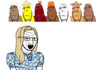 asian black blush clothes dress female glasses hair hispanic islam judaism native_american open_mouth people_of_color poc soyjak stubble subvariant:hornyson sundress trad trad_wife variant:cobson variant:soyak wojak yellow_hair // 3948x2864 // 1.5MB