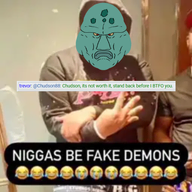 angry bald chudson88_(namefag) comment fake_demons frown meta:namefags red_eyes teal_skin text trevor_(user) trevor_is_a_giant_fucking_nigger_from_lesotho variant:disgusting_trevorcreature yellow_sclera // 510x510 // 255.6KB