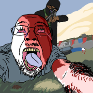 ack blood blue_shirt bondi_beach_shooting camouflage death dying jews muslims pointing_gun rifle robe subvariant:chudjak_front variant:bernd variant:chudjak // 1488x1488 // 204.4KB