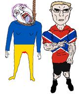 2soyjaks crying flag full_body hanging novorossiya stubble subvariant:unbotheredchud tranny ukraine variant:chudjak // 1085x1231 // 138.5KB