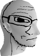 3d animated closed_mouth ear ext=gif front_facing glasses looking_at_you neutral nose spin spinning stubble transparent_background variant:soyak // 198x198 // 1.3MB