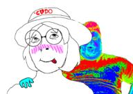 ahegao blush cado clothes glasses hat heat_map nikocado_avocado sex soyjak subvariant:female_cobson tongue trend:colorjak variant:cobson // 1835x1299 // 409.0KB