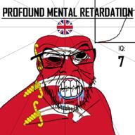 angry bald bell_curve black_eyes black_hole black_sclera british clenched_teeth closed_mouth country cracked_teeth drool ear england essex flag flag:essex flag:united_kingdom glasses hair iq iq_bell_curve mustache nightmare_fuel no_pupils profound_mental_retardation retard soyjak stubble sword text united_kingdom variant:feraljak wrinkles // 1024x1024 // 158.9KB