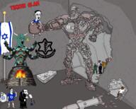 artist:romanian_schizo cave chud fourth_reich israel jewish_star jews moloch nazism robot rocket swastika third_reich // 4714x3780 // 3.6MB