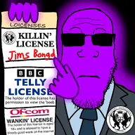 agent bbc black_background british_broadcasting_corporation clothes glasses glowing hand holding_object license meta:trendy_tuesday mi6 neutral ofcom pointing purple purple_skin subvariant:neutralplier suit suit_and_tie sunglasses trend:glowie united_kingdom variant:markiplier_soyjak wanking // 1280x1280 // 672.0KB