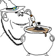 brown cauldron coal cooking meta:tagme spoon sweden swedish_flag variant:impish_soyak_ears witch witch_hat wooden // 845x850 // 187.3KB