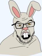 angry animal ear glasses open_mouth rabbit soyjak stubble teeth variant:feraljak whisker // 950x1272 // 21.6KB