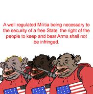 american_flag amerimutt black_skin blond blue_eyes brown_skin clothes flag:united_states holding_object laughing mutt mutt_lips mutt_trio nas:amerimutt open_mouth smile text yellow_teeth // 680x686 // 275.1KB