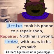 brown_skin jimbo jimbo_(namefag) jimbrap jimbraphog meta:tagme oneshot oneshot_pedo_nigger oneshotfag soyjak_party // 1280x1280 // 1.2MB