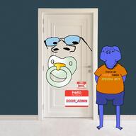 admin anti_froot arm baby bloodshot_eyes blue_skin closed_mouth clothes comic_sans discord doll doll_(user) door door_(user) fat froot froot_(user) full_body glasses namefags pacifier small_eyes smile soyjak special_boy stubble text variant:gapejak white_skin // 2560x2560 // 2.7MB
