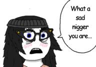 clothes glasses hair looking_at_you nigger scared speech_bubble text variant:soytan // 527x368 // 21.0KB