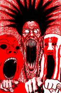 3soyjaks glasses hair hand open_mouth pointing pointing_at_viewer red schizo soyjak soyjak_trio stubble subvariant:schizojak variant:gapejak variant:markiplier_soyjak variant:soyak variant:tony_soprano_soyjak // 450x681 // 319.7KB