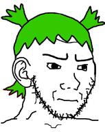 4chan anime concerned ear frown green_hair hair soyjak stubble variant:soyak yotsoyba // 681x853 // 185.6KB
