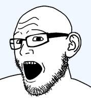 ear glasses looking_at_you open_mouth soyjak stubble transparent_background variant:tropejak // 954x1024 // 26.0KB