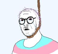 bloodshot_eyes clothes crying glasses open_mouth rope shocked soyjak stubble surprised trans_flag variant:paujak // 2087x1934 // 91.7KB