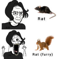 closed_mouth doomer_girl eyes_popping fur glasses hair open_mouth rat stubble subvariant:soyak_(irritated) subvariant:wewjak tail text thing_japanese trend:squirreljakking variant:soyak // 1920x1920 // 330.4KB