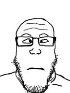 closed_mouth cross_eyed glasses stubble subvariant:neutralplier variant:markiplier_soyjak // 600x800 // 14.3KB